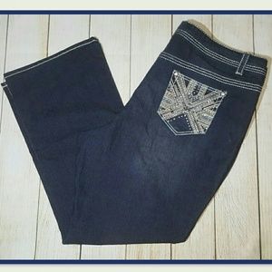 NWOT Rhinestone Glitter Pockets Plus Jeans 24W